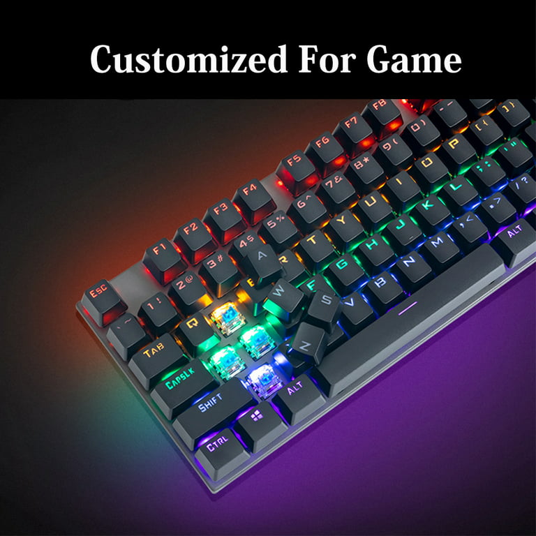 Color : Marine Blue Backlight Wired Keyboard Laptop Desktop Game Office Home Mute Colorful Backlight Floating Keycap Mechanical Feel 